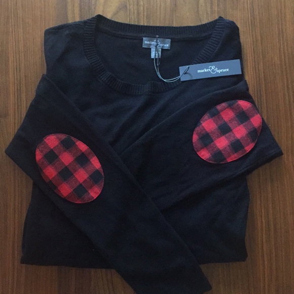 Market & Spruce Sweaters - NWT market & spruce black sweater w/patches L